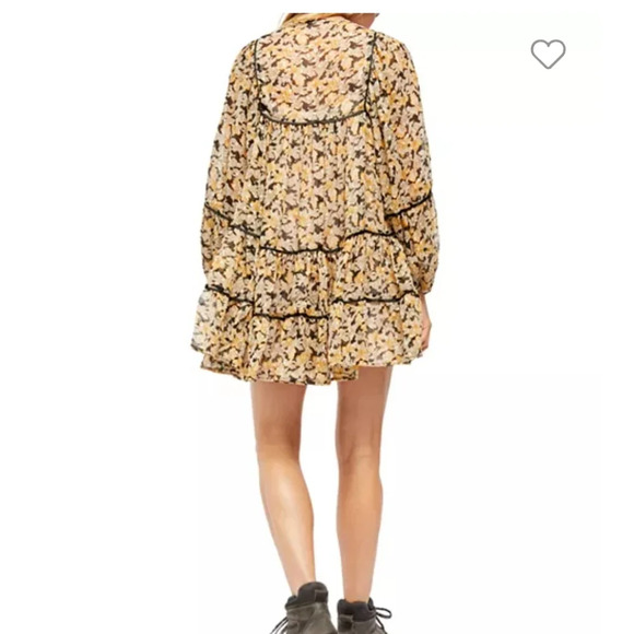 Free Swinging Black Floral Print Ruffled Mini Dress. Size small - Picture 6 of 16